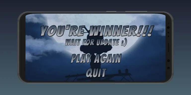 Win screen reading 'You're winner!!!' with Play Again and Quit options